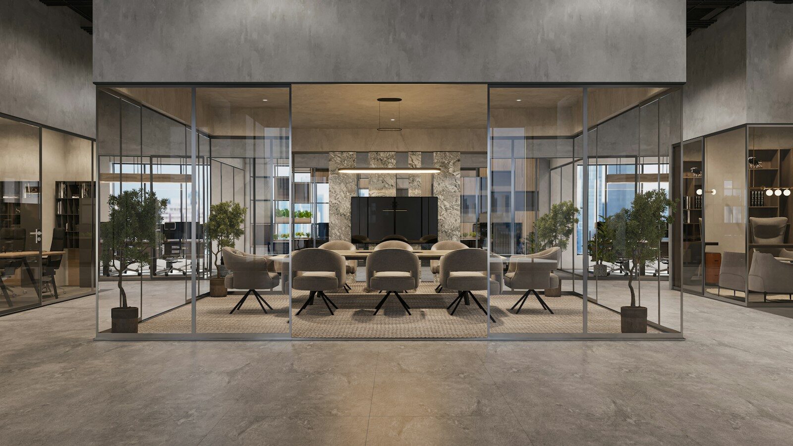 Salle de réunion avec cloisons vitrées